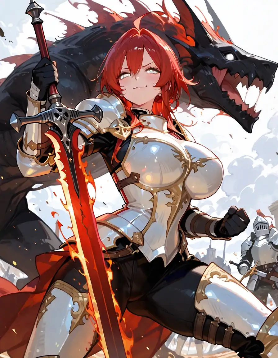 AI art "Lady knight and the monster"