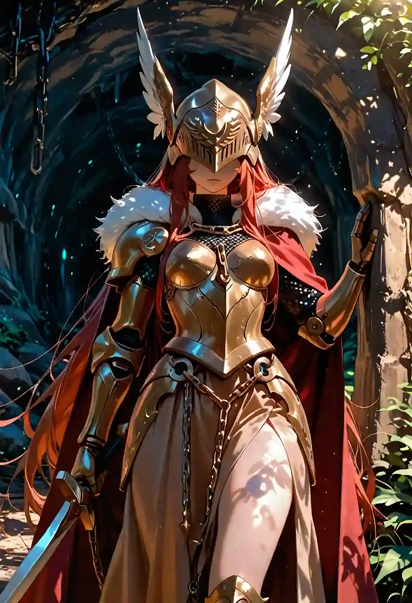 AI art 'The Sworn Blade' with user description 'Her blade belonged to one and one alone.

She would wield it only in his service.

And for his sake, she would never know defeat.'