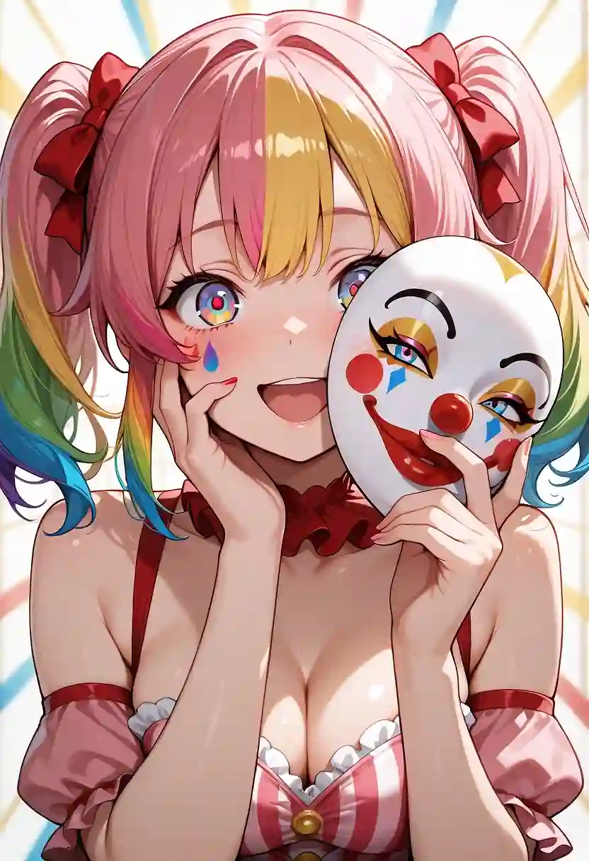 AI art 'Clown' with user description 'May or may not have been inspired by some show coming out soon where this is a class that travels with the MC... I won't verify it'
