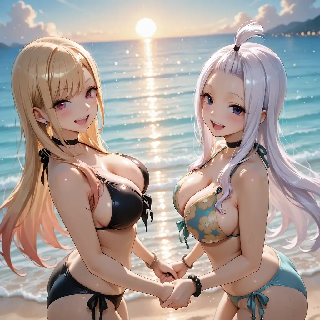 AI art 'Marin and Mira at the Beach'