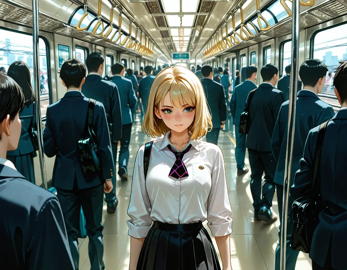 Gwen catching the train