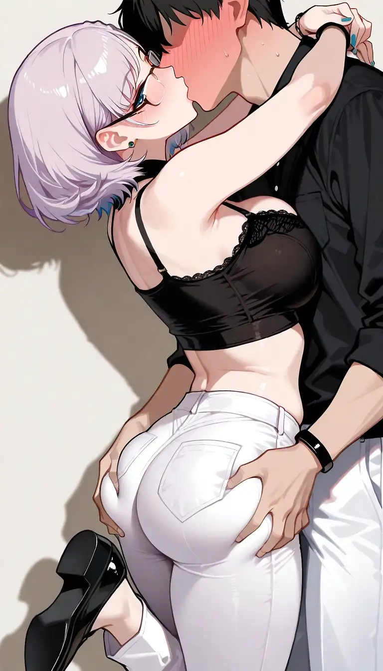 AI art "Kissing the oshi"