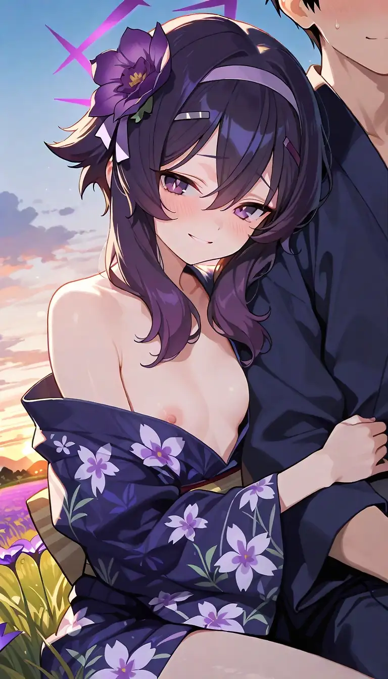 AI art 'Flower Field with Haruka' with user description 'Playing with Haruka'