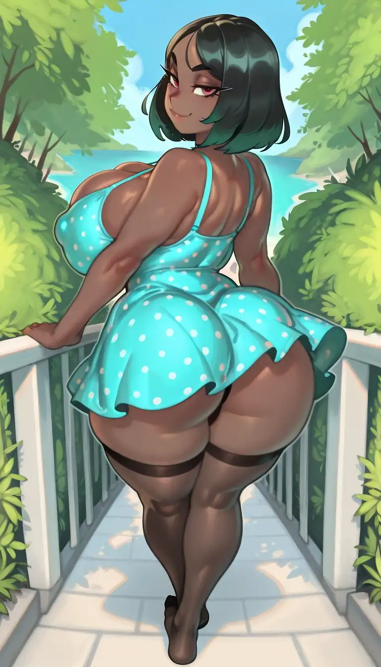 AI art 'Chubby girls in polka dot sundress 2'