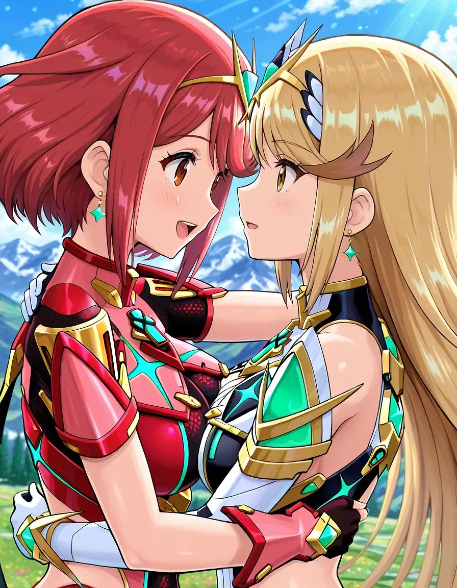 AI art 'Pyra & Myra (yuri)'