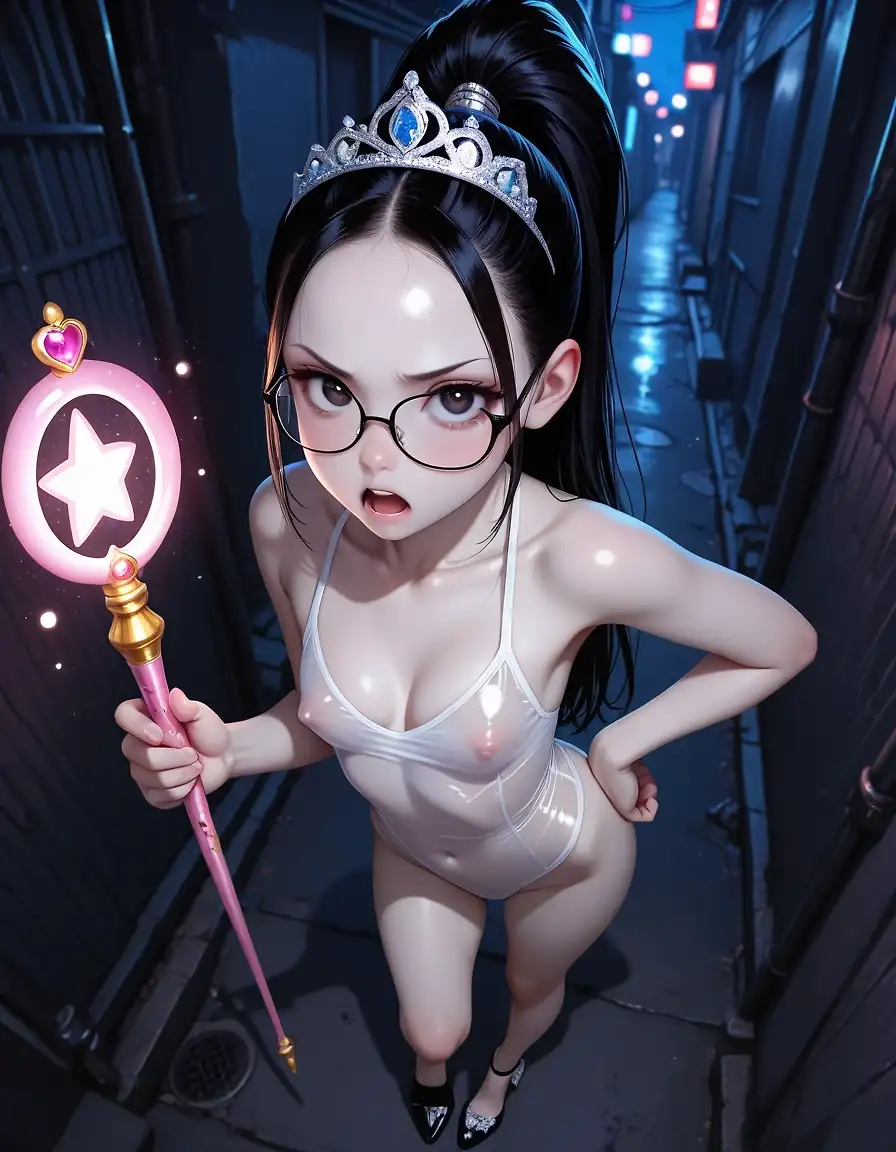 AI art 'Magical outfit' with user description '"What the heck is this? Where's the rest of the outfit?"

"Oh sorry there was a mistake in the transformation due to..."

"Just give me the rest of my outfit please!"

"Ok giving you just the rest of your outfit."'