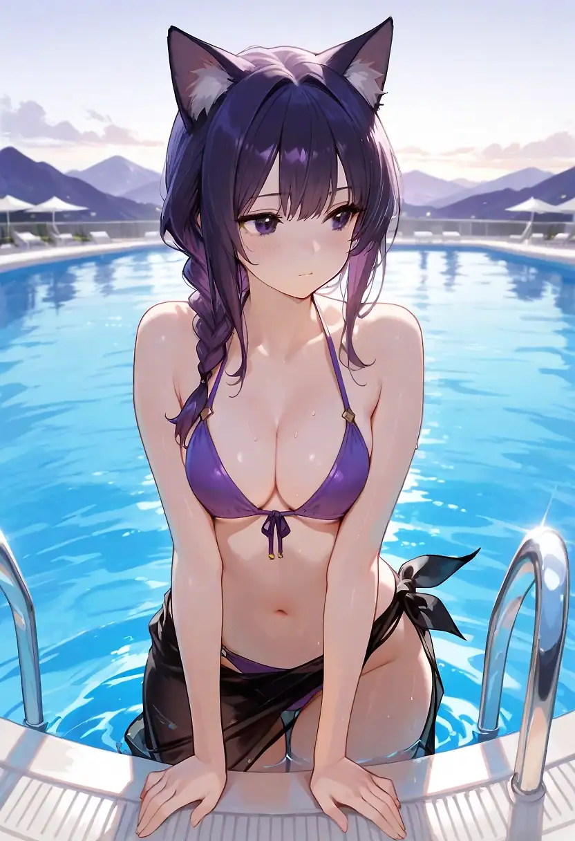 AI art 'Lavender and Lilac by the Pool'