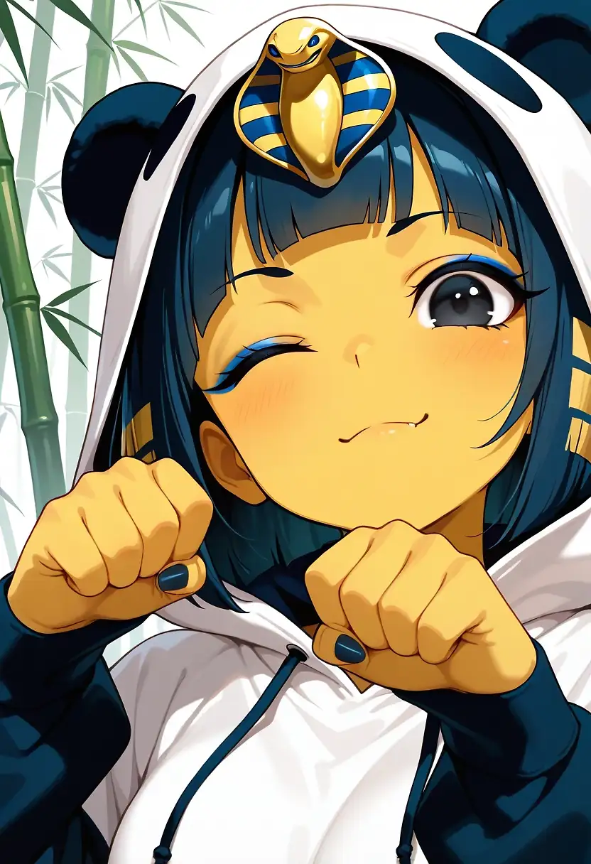 AI art 'The reason why Ankha didn't attend Panda Con' with user description '— This is a continuation of @gildenstein's previous post 'As you wish 😁' —

After finishing her lapdance for @octavian and thoroughly enjoying herself with @bad77’s wife Annie, Akiko suddenly perked up, a mischievous glint in her eyes.

"Hey, do you guys mind if I invite another friend?" she asked.
"Of course not!" @parda replied.
"The more the merrier!" @ririfake added with a grin.
"But she has to wear a panda-themed outfit like the rest of us!" @peterco insisted.
Akiko giggled. "Oh, that won’t be a problem. She loves dressing up."

She flopped onto a couch, pulled out her phone, and dialed. It rang for a while before a soft, sleepy voice finally answered.

"Hello? Akiko…? Do you have any idea what time it is? Why are you calling me in the middle of the night?"
"Oops! Sorry, Ankha!" Akiko said sweetly. "I didn’t realize it was already past midnight. But I have a really good reason, I promise! There’s this amazing party happening right now at the old abandoned factory near your place. It started as some convention by @warmicestudios, but things got wild and now it’s turned into a full-blown bash!"
Ankha yawned. "Okay… and what makes this party so special?"
In the background, someone shouted, "Don’t forget the costume!"
Ankha’s tone shifted, now slightly more awake. "Was that Peterco? What costume? What kind of party is this?"
Akiko laughed. "That’s the best part! Everyone’s wearing cute or sexy panda outfits. It started as a panda convention, so the dress code is mandatory."
"Pandas…?" Ankha’s voice brightened instantly. "You mean those adorable little bears? Aww, I love pandas! I think I still have that panda hoodie somewhere… Hold on, I’m putting you on speaker so I can look for it."

Ankha set her phone down on the bed and began digging through her wardrobe. As she searched, her imagination started to wander.
At first, she pictured herself in the cozy panda hoodie, smiling shyly. Then the image shifted—she was wearing a cute panda-themed bikini, splashing and playing with fluffy pandas by the water. The thought made her hum happily.
But the images kept changing.
Soon she saw herself in revealing panda lingerie, confidently dancing on a stripper pole while the party cheered her on. A thrill ran through her.

Then the pandas in her mind began to look… wrong. Twisted. Unnatural.
Suddenly, the face of the horrible bear from her nightmare a few nights ago flashed before her eyes. The images turned dark. She was no longer at a party—she was back in that filthy basement. The ugly men. Their rough hands. The endless, degrading acts. The thick loads of cum she was forced to swallow. The way they left her broken and leaking on the cold floor.

Ankha froze, her breathing shaky.
"N-no… That was just a dream," she whispered. "It wasn’t real… That bear wasn’t real—"
A blood-curdling scream tore from her throat.
"NOOOOOOO~!!!"

Akiko nearly dropped her phone. "Ankha?! What happened?! Are you okay?!"
Sobbing came through the speaker, raw and broken.
"No… Everything is not okay," Ankha cried. "It’s all because of that stupid bear… I’m sorry, Akiko. I can’t come. I’m not in the mood anymore."
More heart-wrenching sobs echoed before the call abruptly ended.

Akiko stared at her phone, stunned.
Peterco tilted his head. "So? Is she coming? You told her about the panda costume, right?"
Akiko shook her head slowly. "No… She started talking about some ‘stupid bear’ and then just… hung up."
@blackhairedstudent let out a quiet, eerie chuckle. "Kukukukuu~… I wonder what that was about."
Peterco shrugged. "Her loss! Come on, let’s get this party going again! I challenge everyone to a 1-on-1 bamboo sword battle!"
@barry915 laughed. "You’re on! I could beat you with my eyes closed. Annie, mind being my blindfold?"

And so the party raged on for many more hours, filled with laughter, chaos, and panda-themed debauchery.
But not for Ankha.
She stayed curled up in her dark bedroom, sobbing quietly until exhaustion finally pulled her back into an uneasy sleep.

— The end? 🐼 —'
