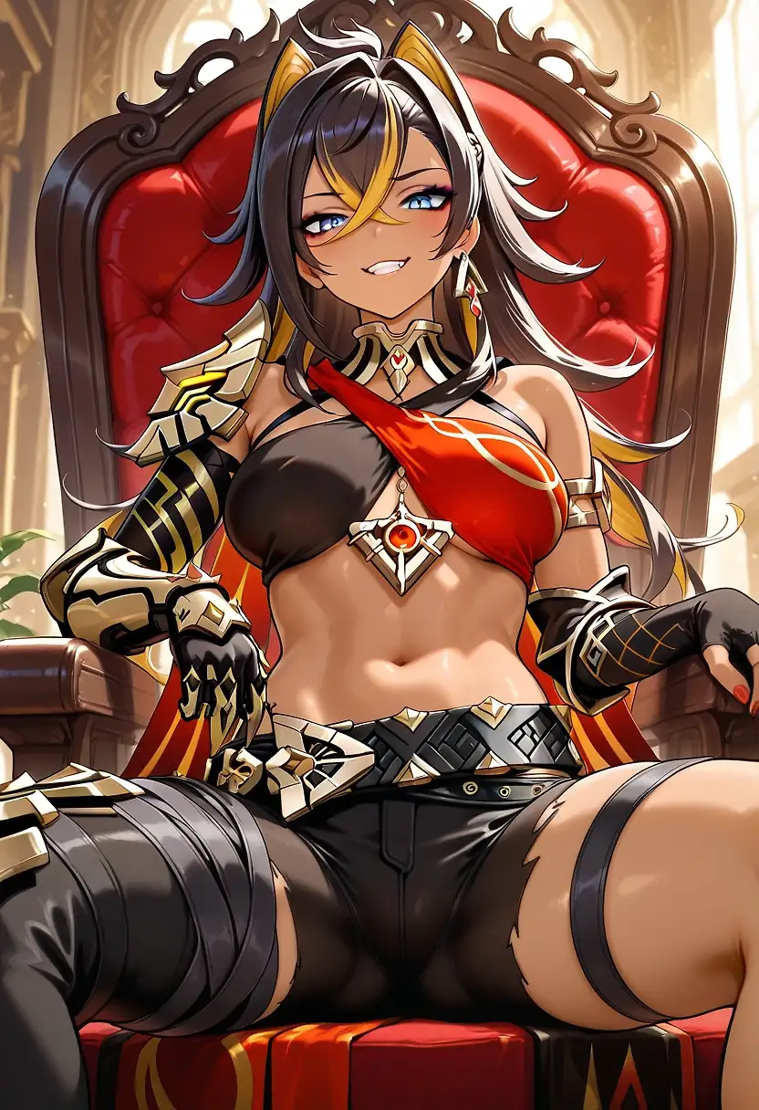 AI art "Dehya spreading her legs for sexual energy"