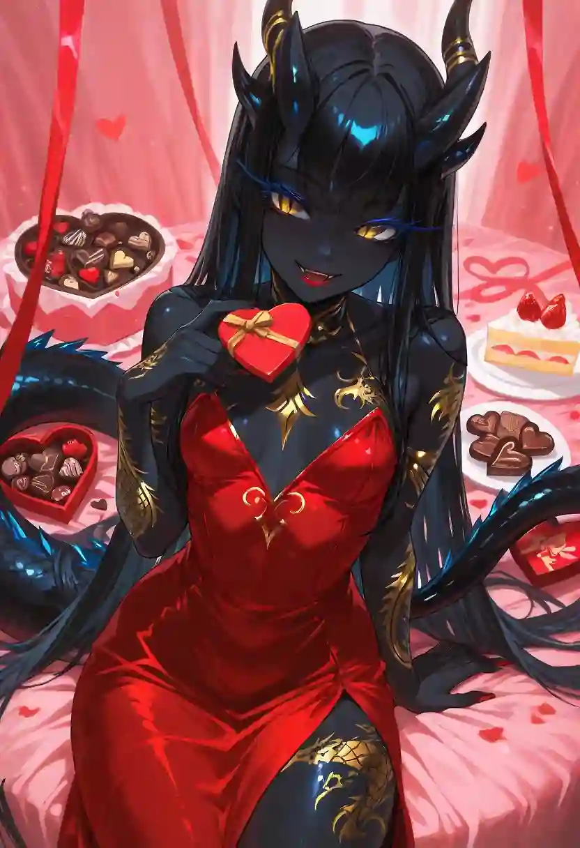 AI art 'Happy Valentine's! (Almost)' with user description 'Happy Valentine's Day when it comes. 
Here's a little Valentine's treat from some of my favourite girls I've gen'd.'