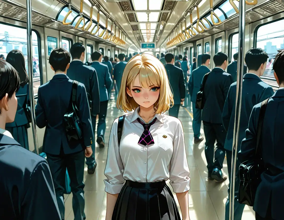 AI art 'Gwen catching the train'