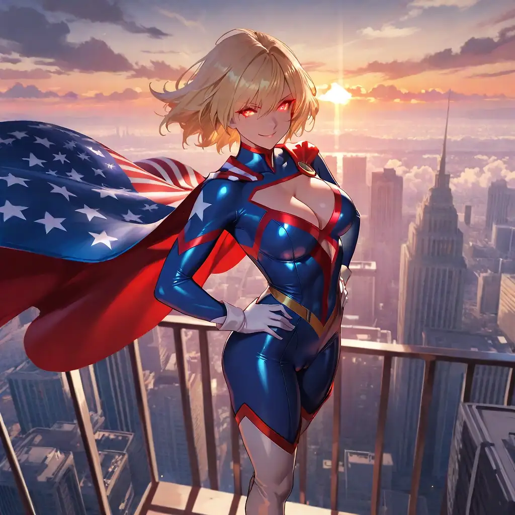 AI art 'Patriot Heat🔥' with user description 'American Girls with a little extra madness.

Cowgirls, diner girls, beach patrol, desert babes and one red eyed patriotic queen watching everything from above like she owns the skyline.

This is not exactly subtle.
But subtle was never the plan. 😏

@peterco @octavian @warmicestudios @smut317 @gildenstein @casca_kirei-onna @heihund @bad77 @a_casual_prompter @parda @terror2 @hollenwulf @varcolac @zerogroupe21 @goobygubby @cro_bo @saltymajor778 @zesoul @azariel @ririfake'
