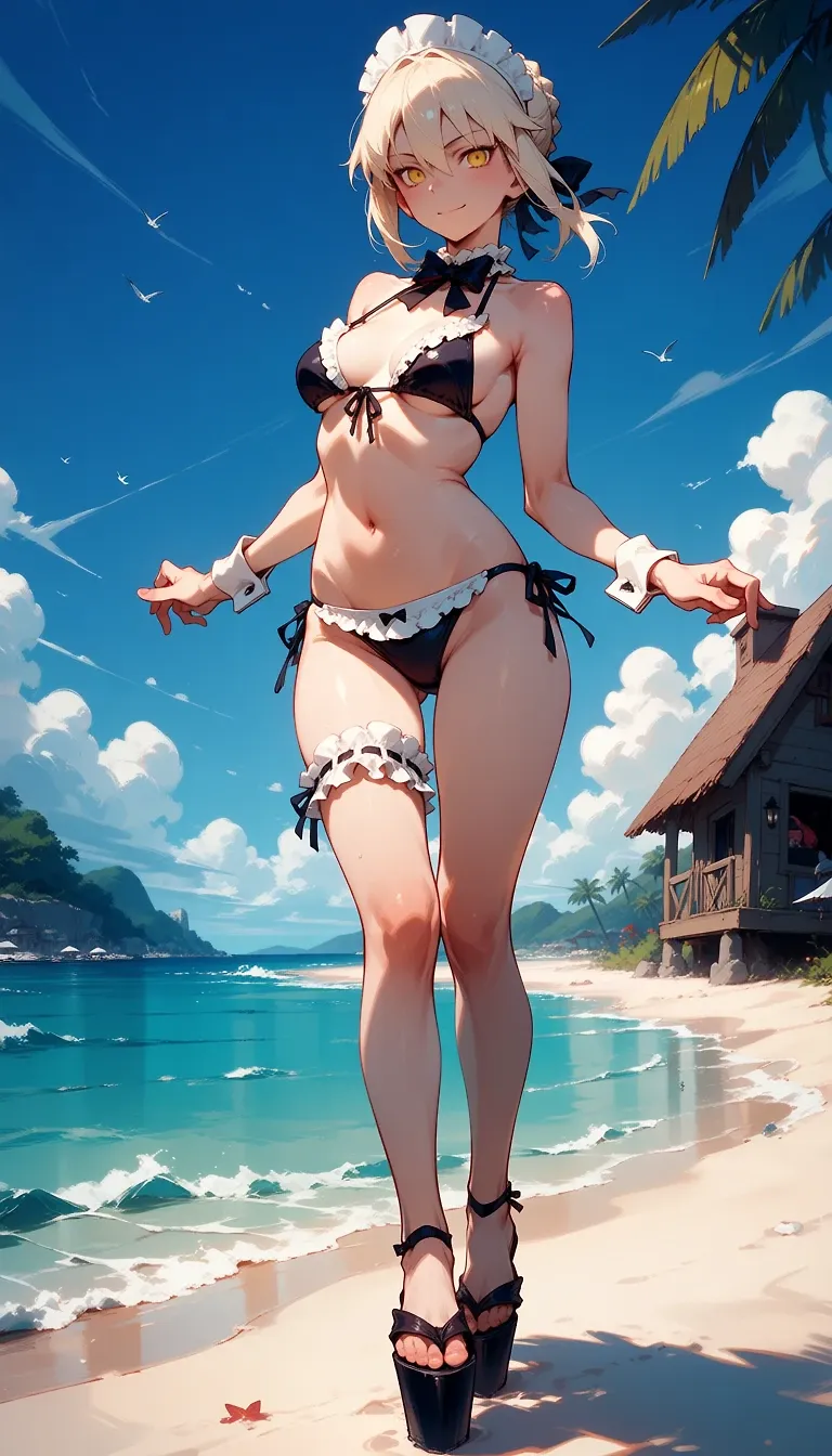 AI art "maid bikini Saber Alter"
