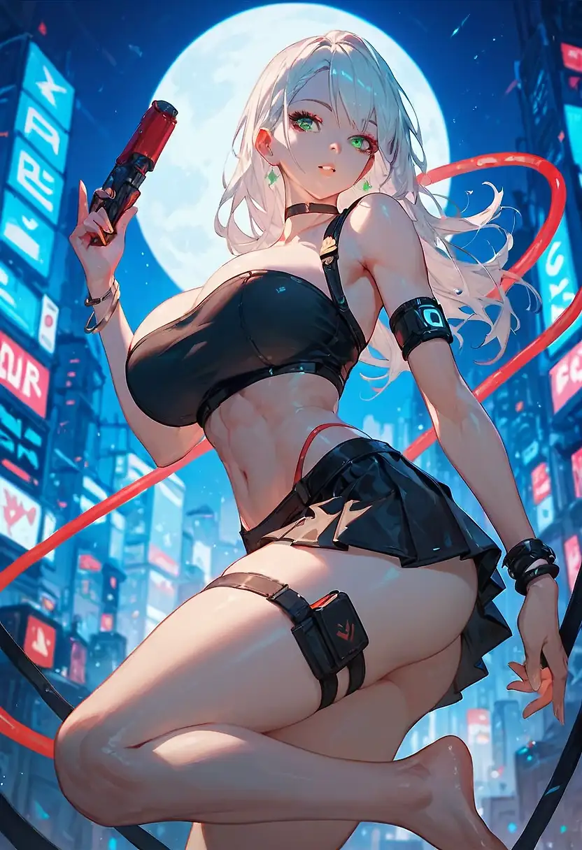 AI art "Platinum blonde tech lover"