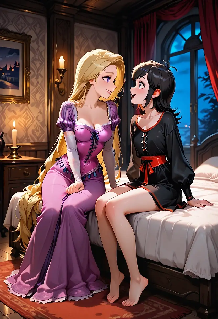 AI art "Mavis and Rapunzel, Night Visit"
