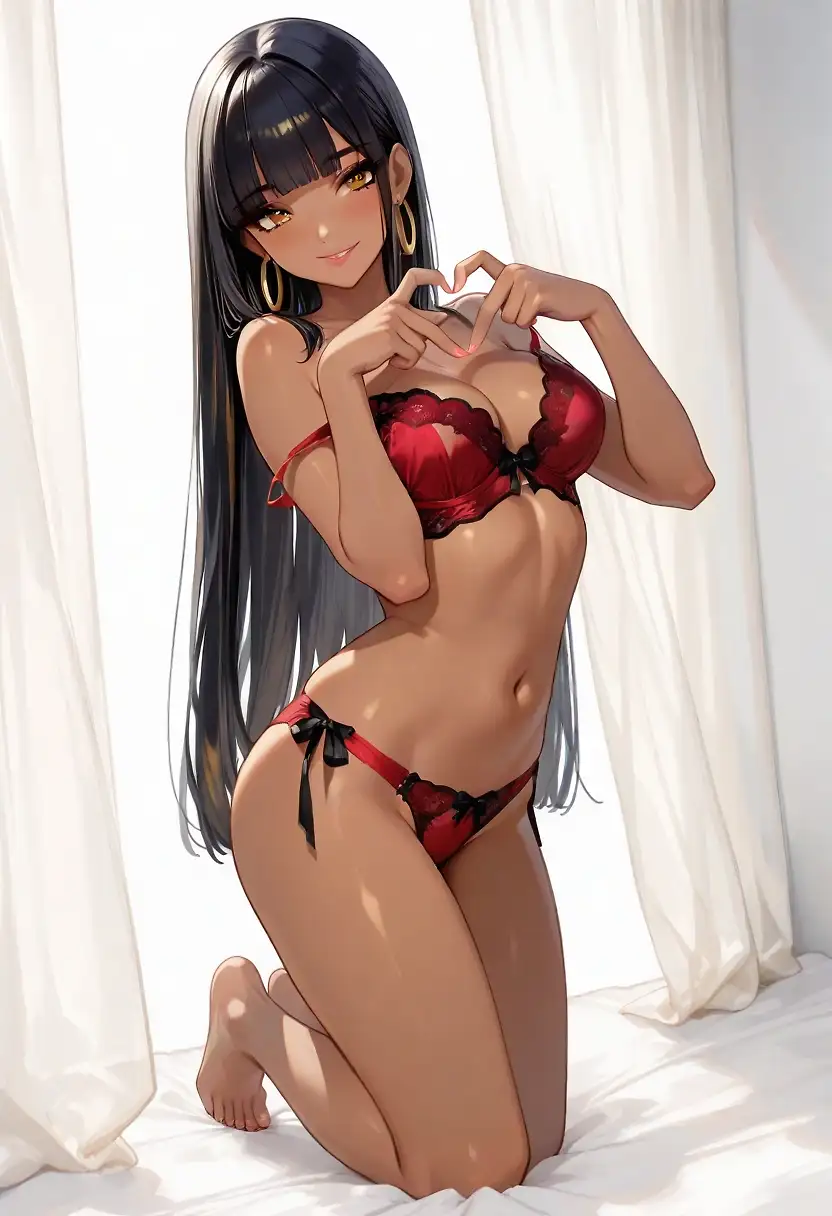 AI art 'Happy Valentine's day!: Naomi' with user description '​"Roses are red, diamonds are clear... I’m the only gift you’ll want to have near. 😉
​Happy V-Day! I don’t believe in fairytales, only on perfect moments. I hope your day is as stunning and unforgettable as a front-row seat at my favorite show.
​Exclusively yours, Naomi. 💎🖤"'