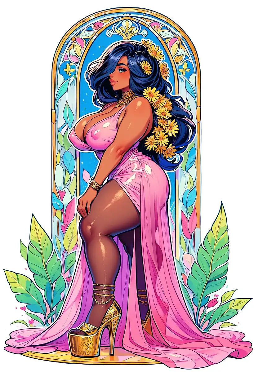 AI art 'Voluptuous Flower Woman' with user description 'Random Art'