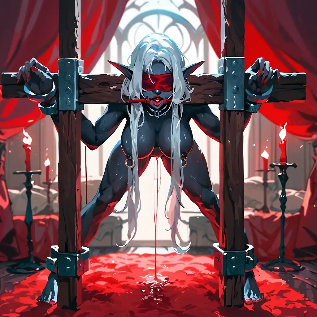 AI art "a humiliating pose.....and she loves it!"