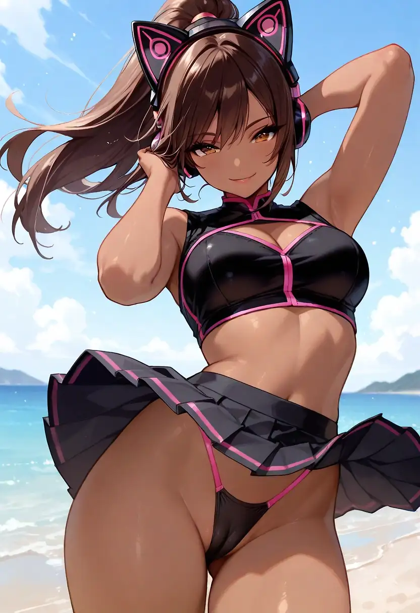 AI art "Megan : chill at beach"