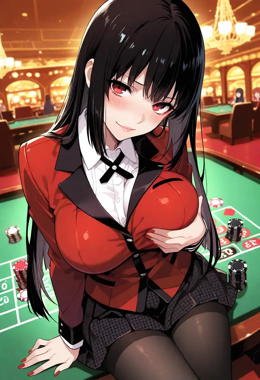 AI art 'Kakegurui Masho! 🃏' with user description 'Posting this on my X account too. Go ahead and follow me @N0CTURNALzz. 

This one better pop off…

PLEASE leave requests in the comments now.'