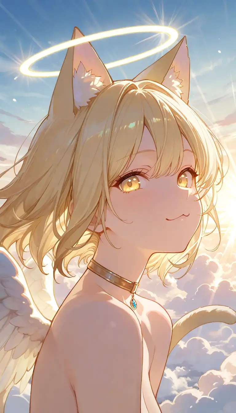 AI art '😻 Cat Angels' with user description 'Lost in a world of false prophets and fake religions?
Deep down, your heart already knows the truth: the CATholicism - the only one faith that promises you 9 lives, and if you spend them all, there is a nekomimi paradise with 40 purring cat virgins waiting in the sunbeam afterlife, ready to take you into eternal purrvana 😏
CATvert today.
The cardboard CAThedral is open 24/7.
(We don’t do CATurdays though).
#CATholicism #NineLives #PurrvanaAwaits'