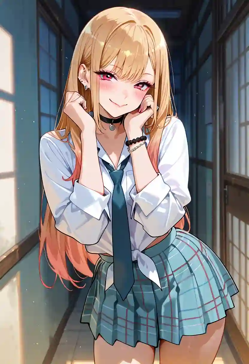 AI art 'Marin Kitagawa + Blowjob + Sex = Fun Time' with user description 'I'll also start posting every day if I can, but I'll only post up to 5 pictures!! Let me know who you wanna see get down and dirty~'