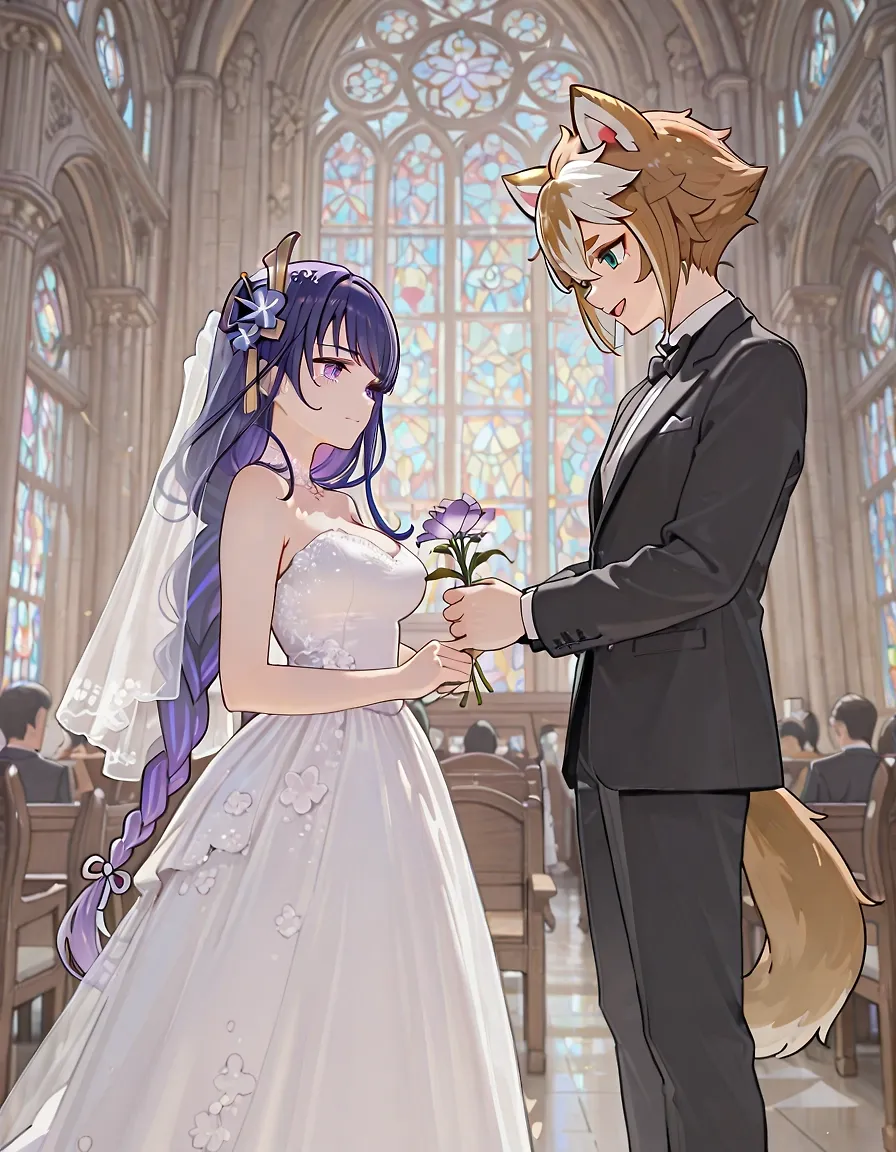 Forced marriage after losing the war ( Raiden shogun & Gorou)