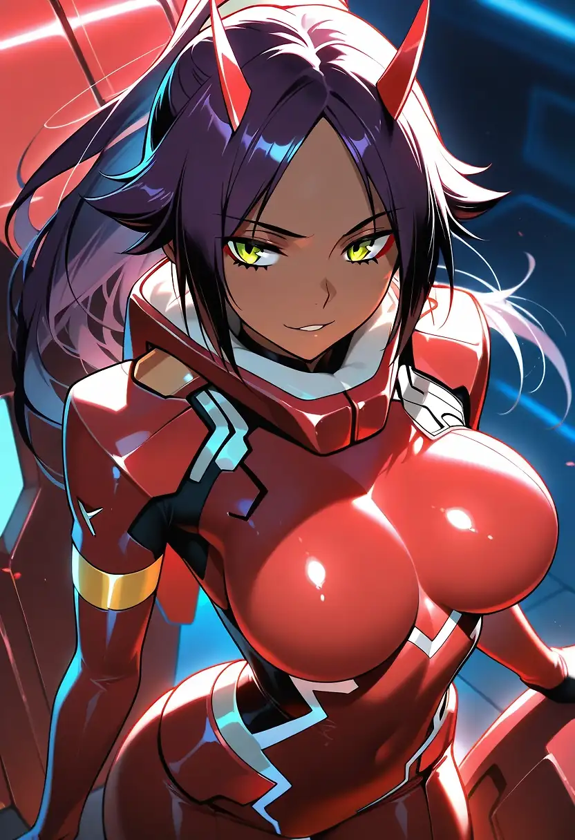 AI art "yoruichi cosplay zero two"