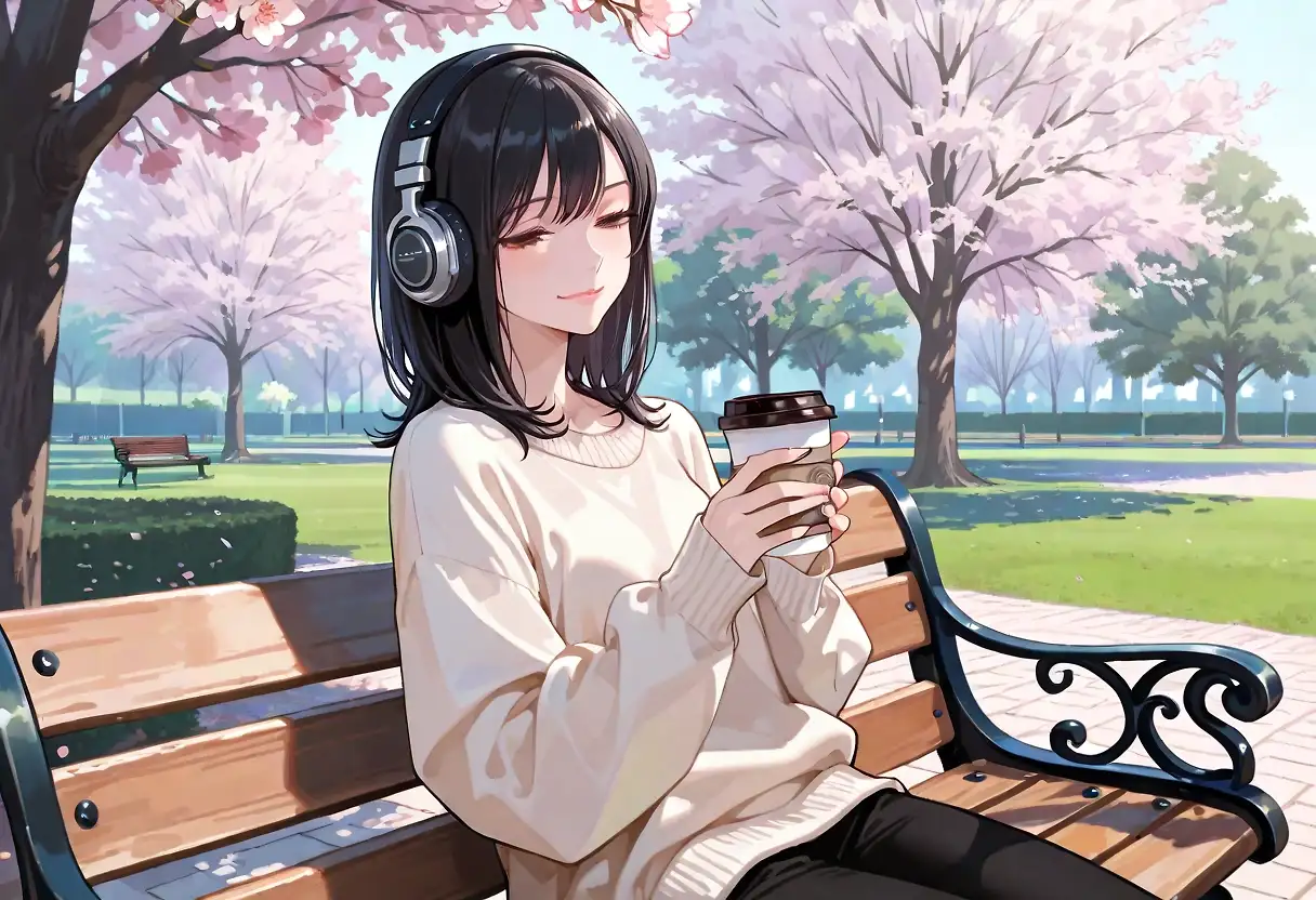 AI art 'Chilling at the park during spring'