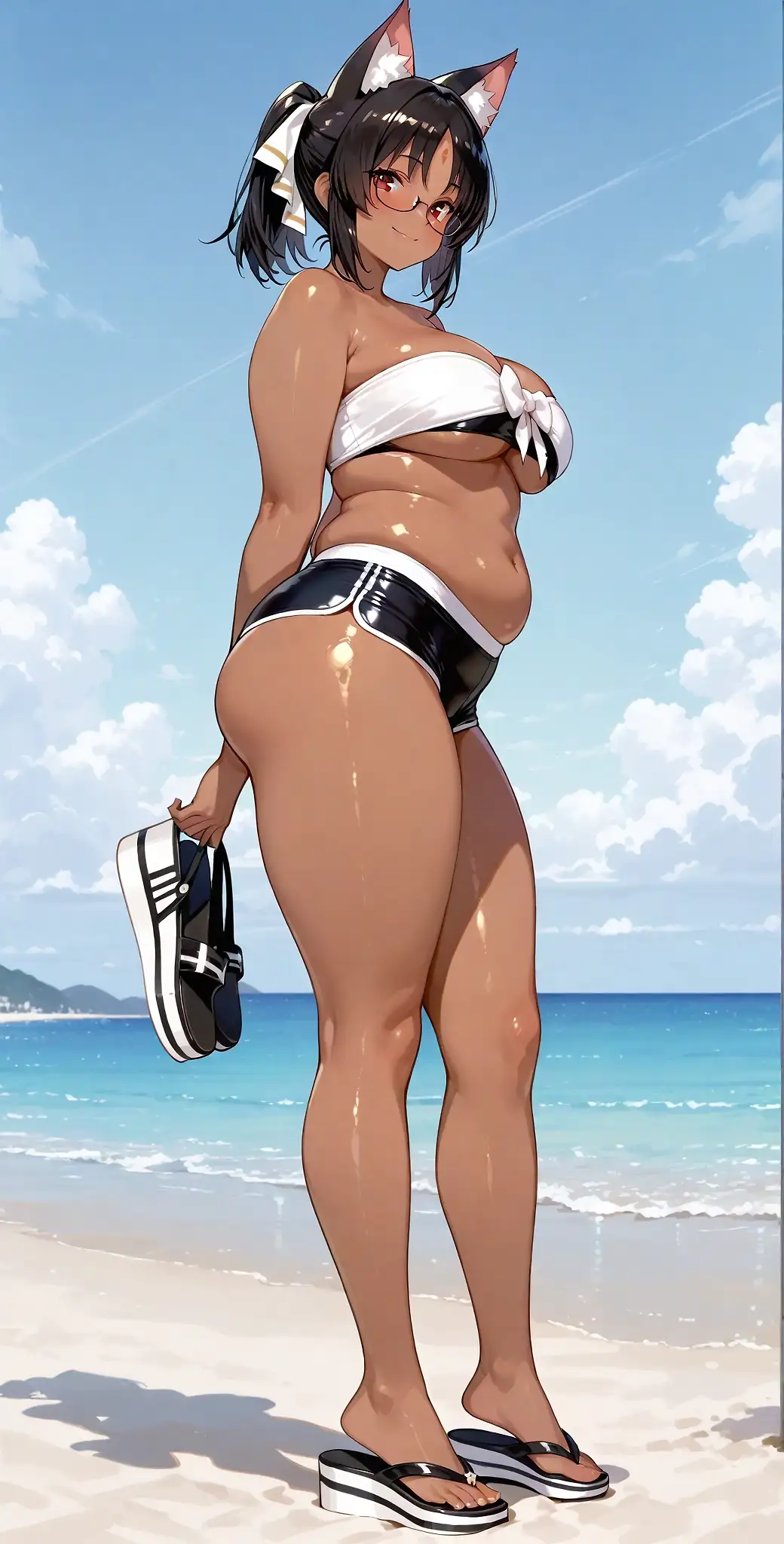 AI art "Nekomiya on beach 2"