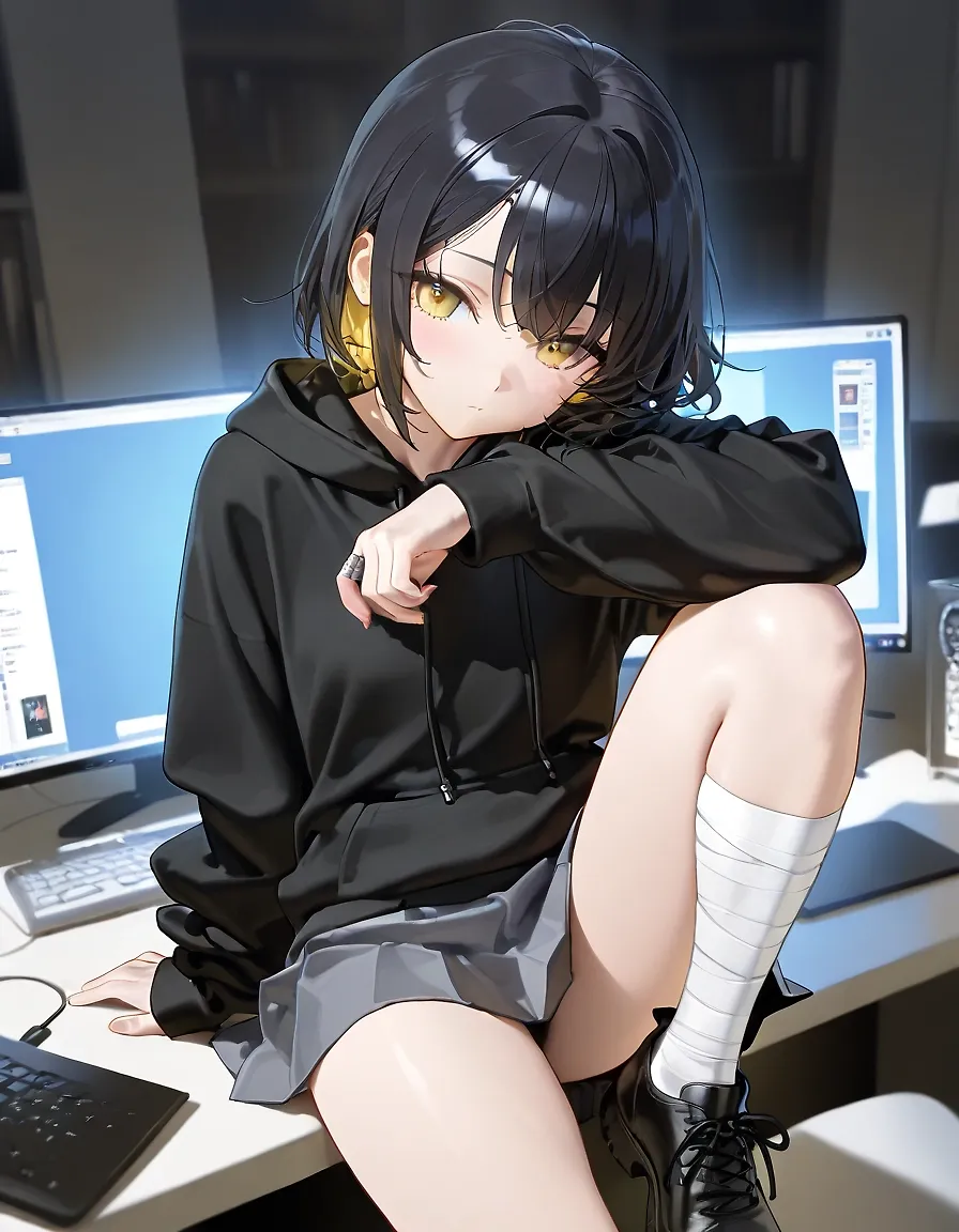 anime girl with short