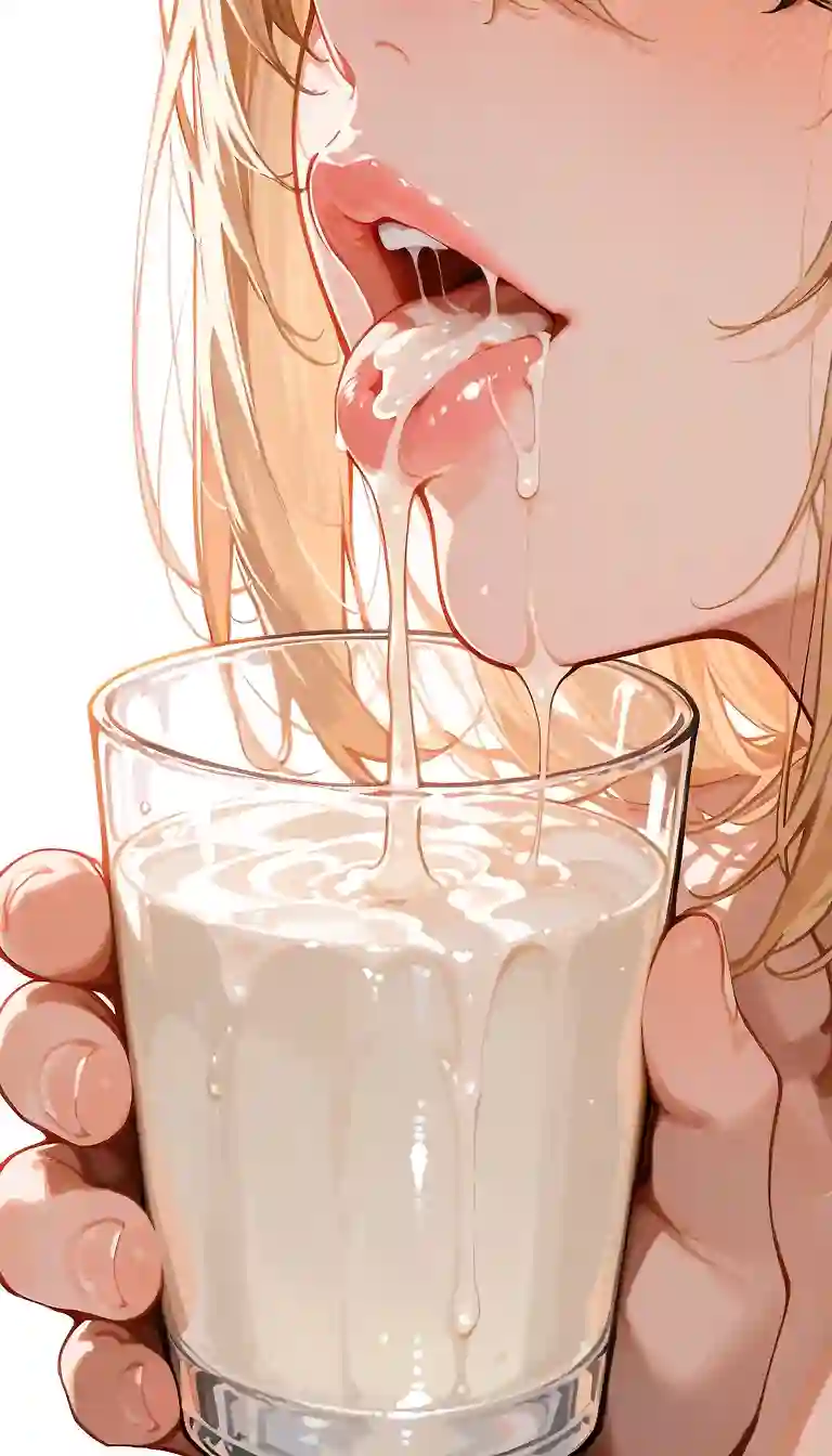 AI art 'Just a cup.' with user description 'Two girlfriends, one a futanari, the other with a taste for... you know. She milks her girl gently and passionately. Both benefit: one relieved and satisfied, the other with her little jug of delicious nectar, ready to enjoy it.'