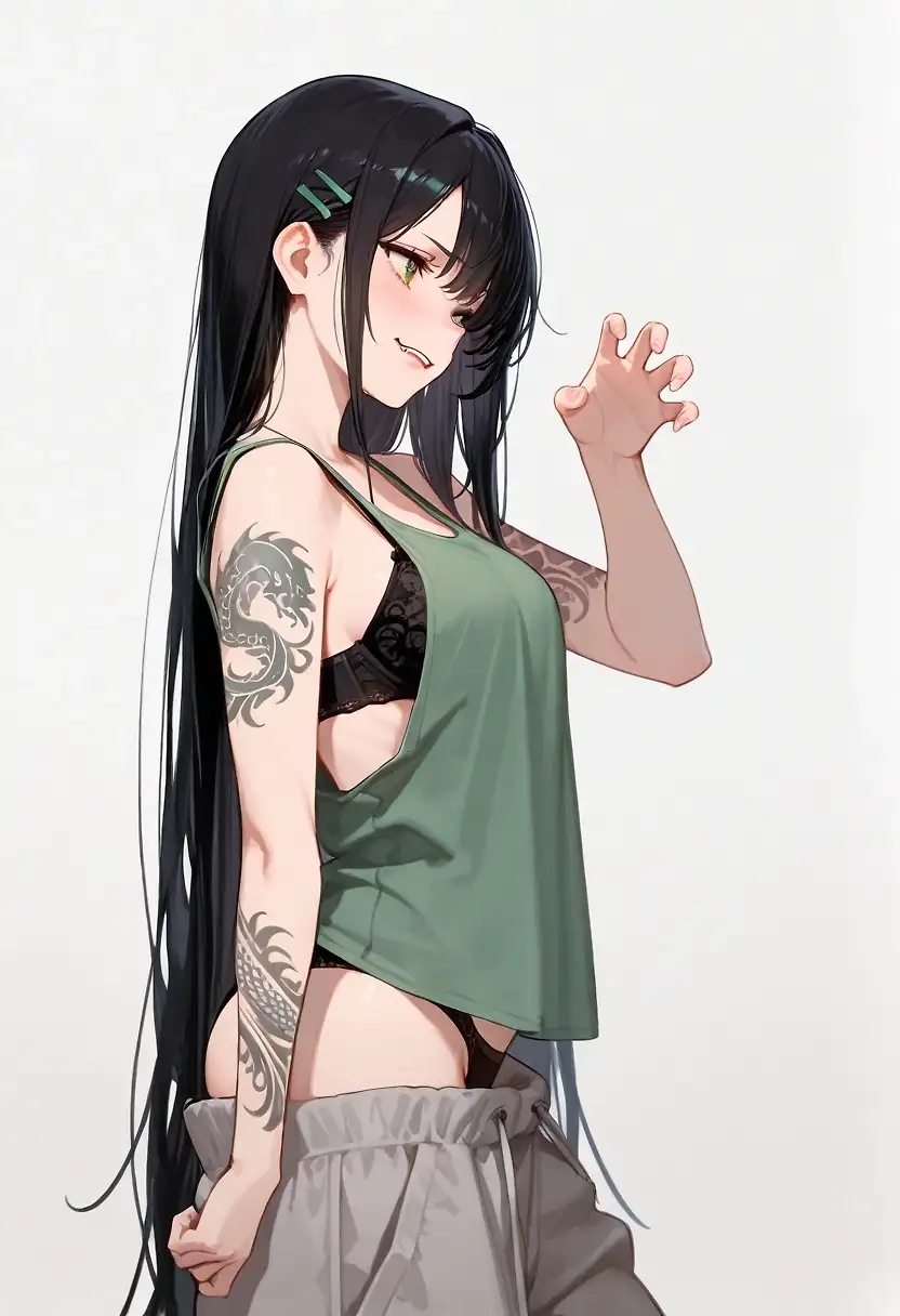 AI art "🙀💚🖤"