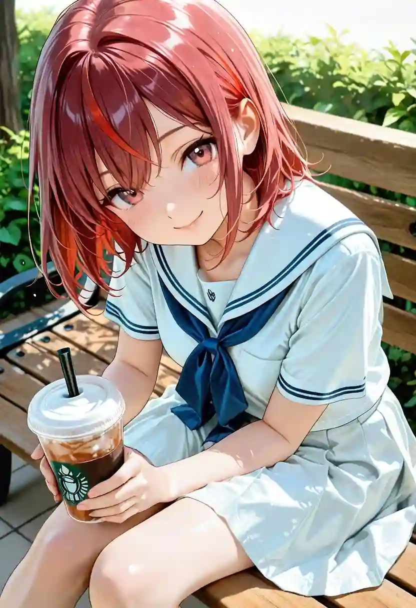 AI art "Portrait of a schoolgirl having a break"