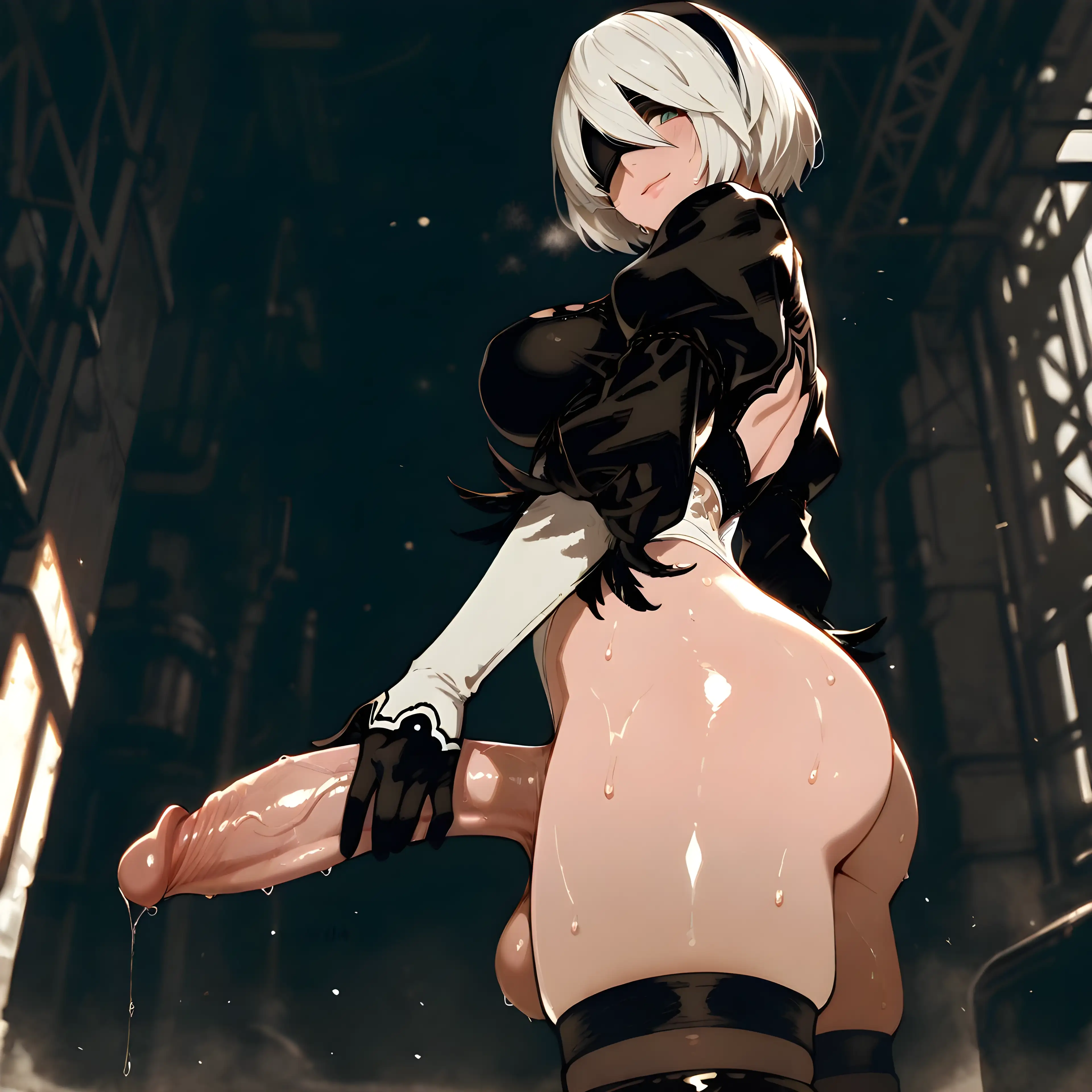 AI art '2b with new chipsets' with user description '2B for Futa enjoyers'