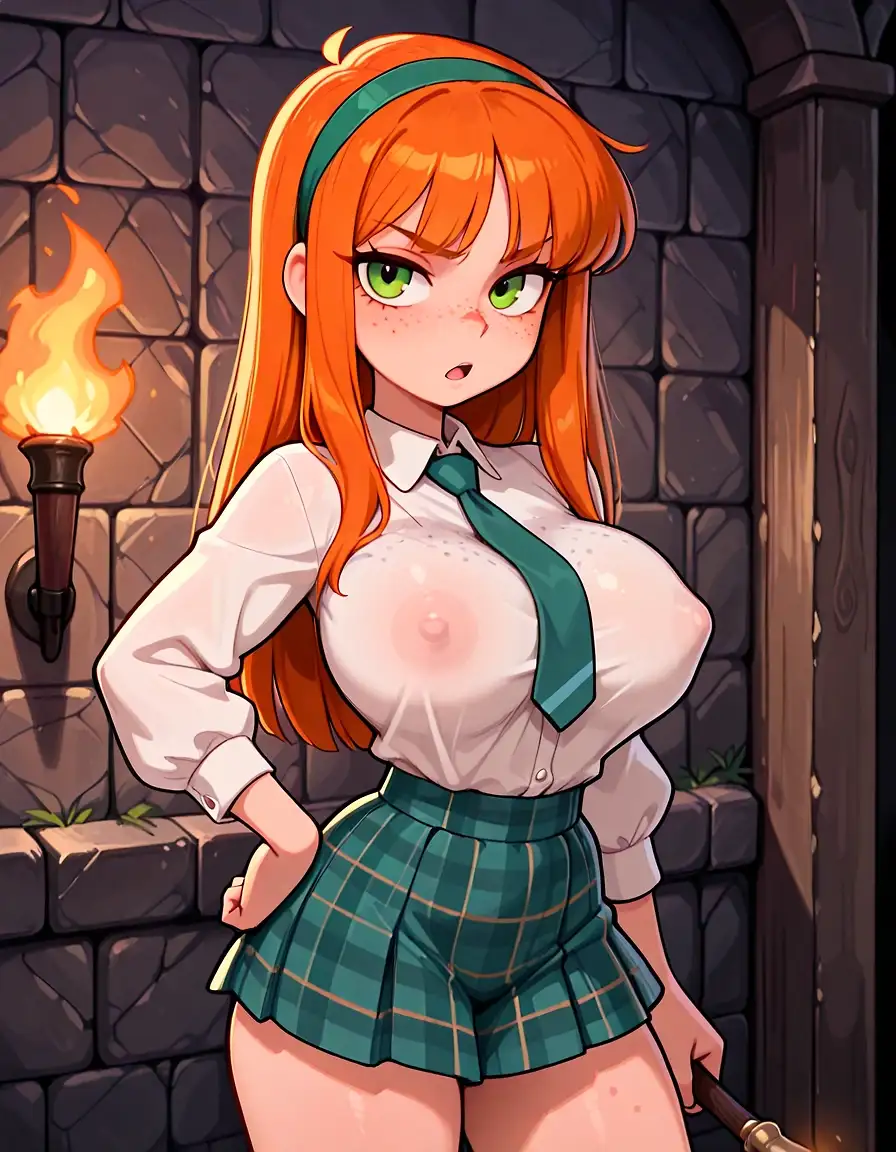 AI art 'Ginny learns troll anatomy (featuring the vanishing spell)'