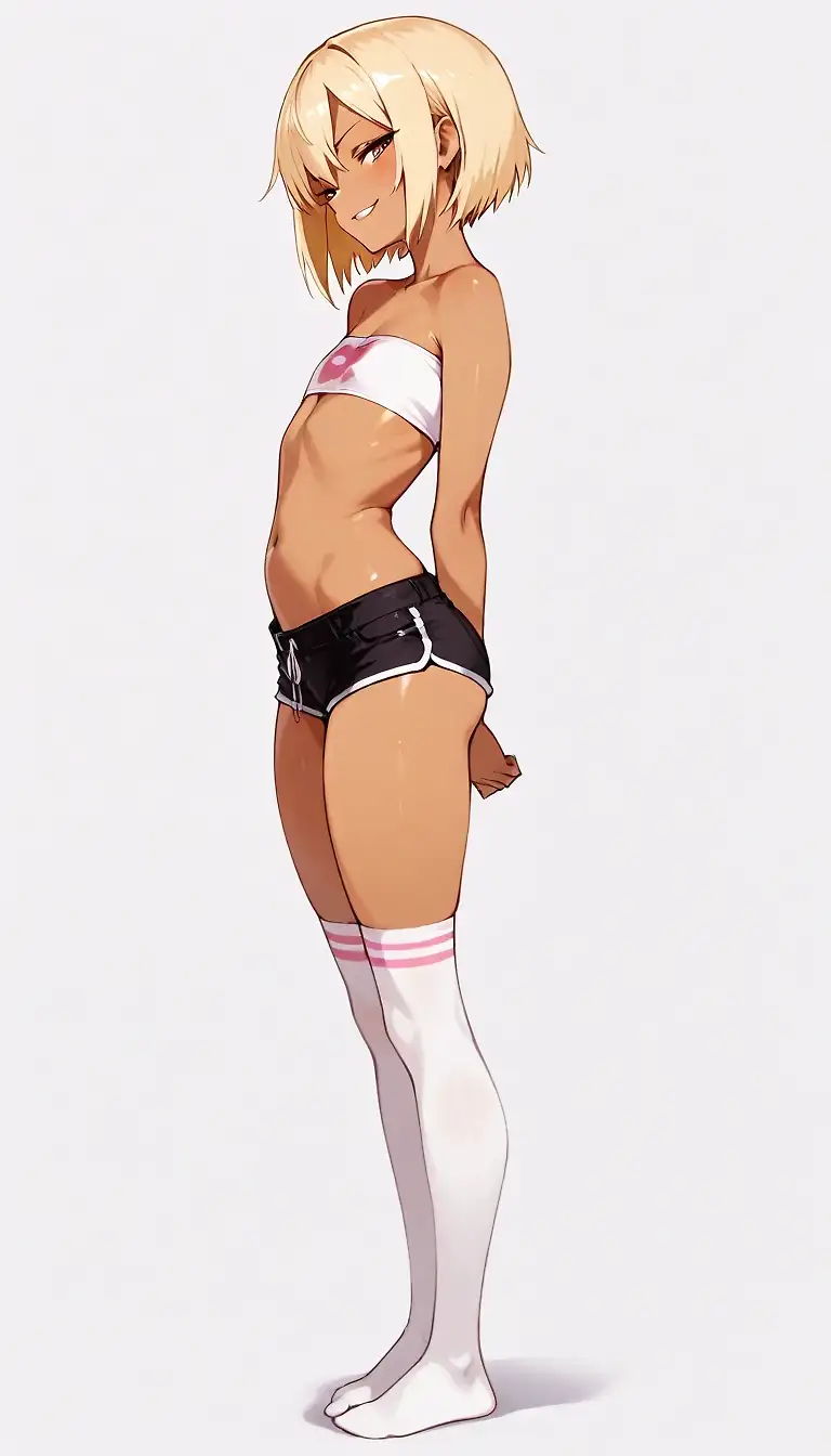 AI art 'Blonde College Girl Ruddy Thighs'