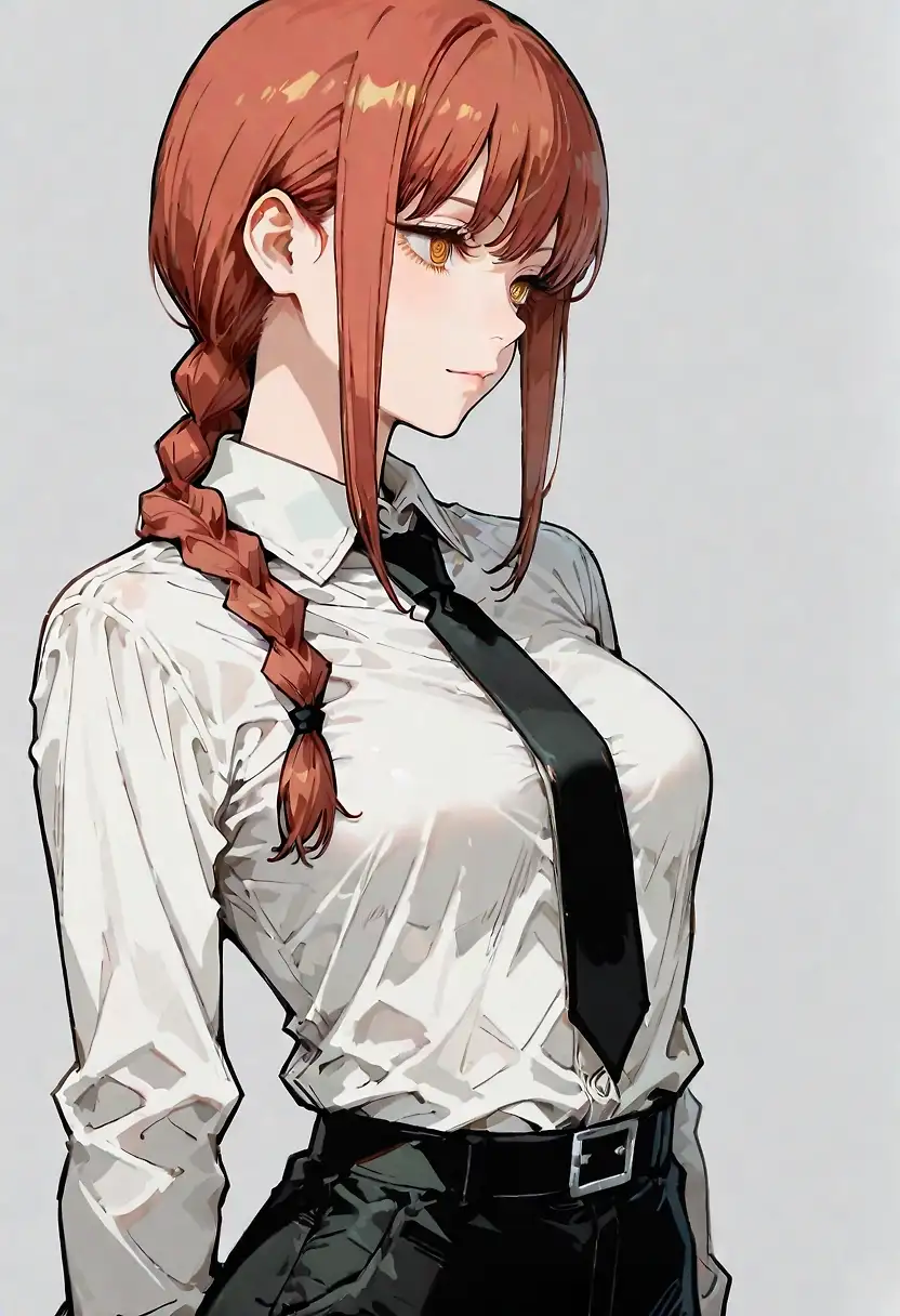 AI art 'Makima Breast Expasion' with user description 'After few test, i think Amanatsu is the best for breast expansion sequence, the same prompt not work on another model. I hope found a trick to make breasts bigger than "gigantic" keyword !'