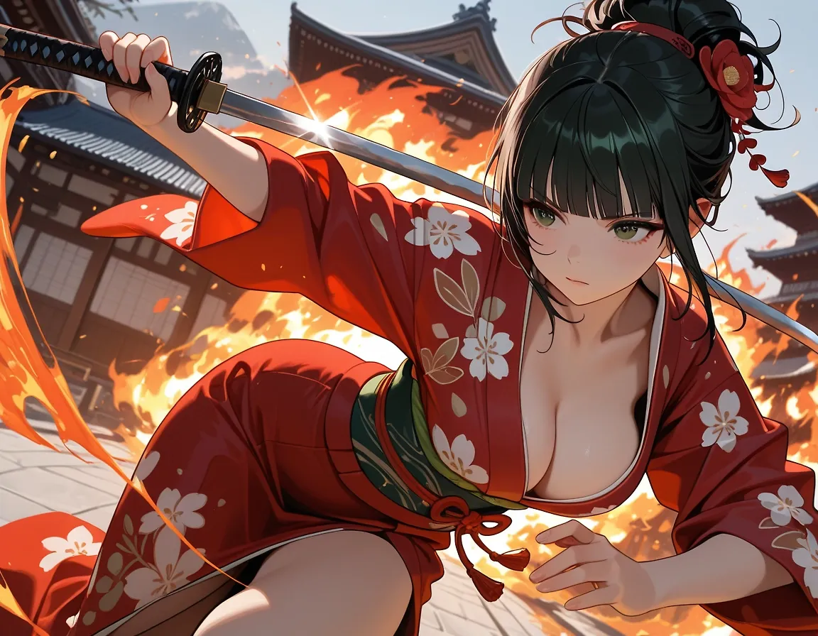 AI art "Kimono Maidens" with user description "🌸🌸🌸"
