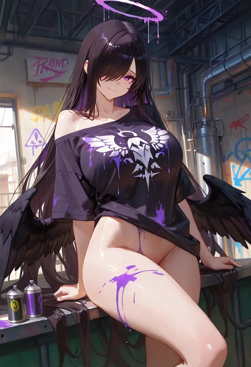 AI art "Congratulations to your 500 🎉" with user description "Penny was so impressed by your angels that she painted wings on herself using her magical paint. On to the next milestone @reptorn 😘

@parda @peterco @warmicestudios @octavian @cef_ultra @dreamerofdreams @bad77 @terror2 @artfx85 @cro_bo @smut317 @barry915 @a_casual_prompter @casca_kirei-onna @hollenwulf  @azariel @zerogroupe21 @hollenwulf @murcie"