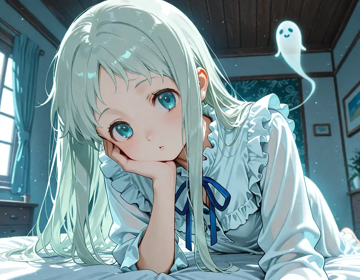 AI art 'Ghost girl' with user description 'Trying some more challenging prompts'
