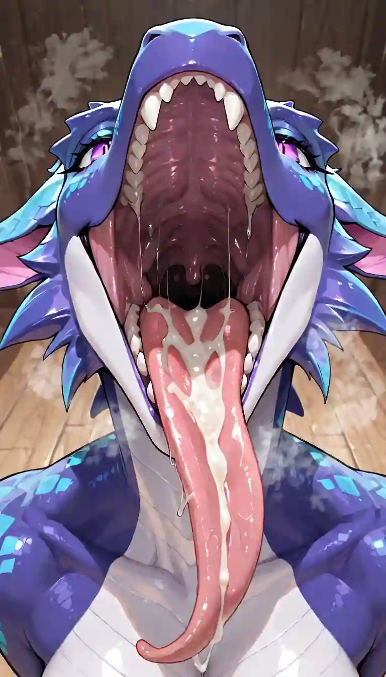 AI art 'Dragon Female tongue with cum'