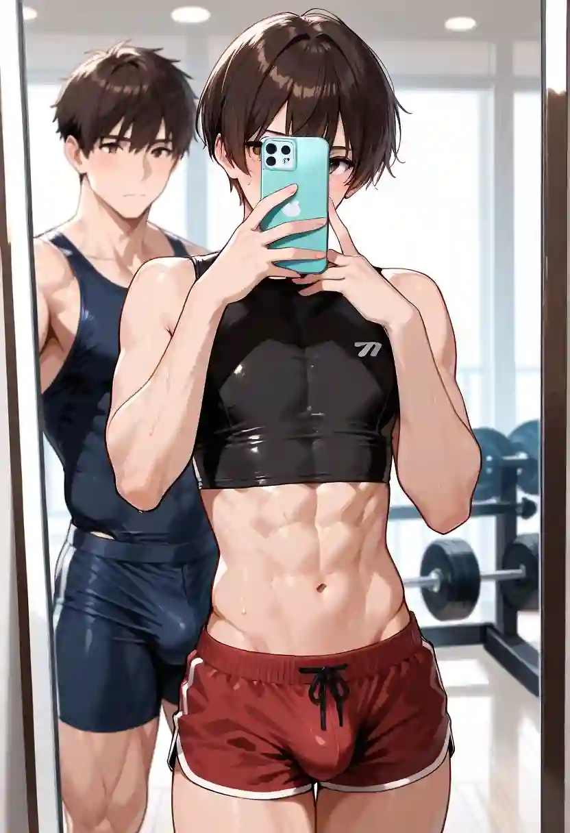 AI art "taking a selfie in the gym"