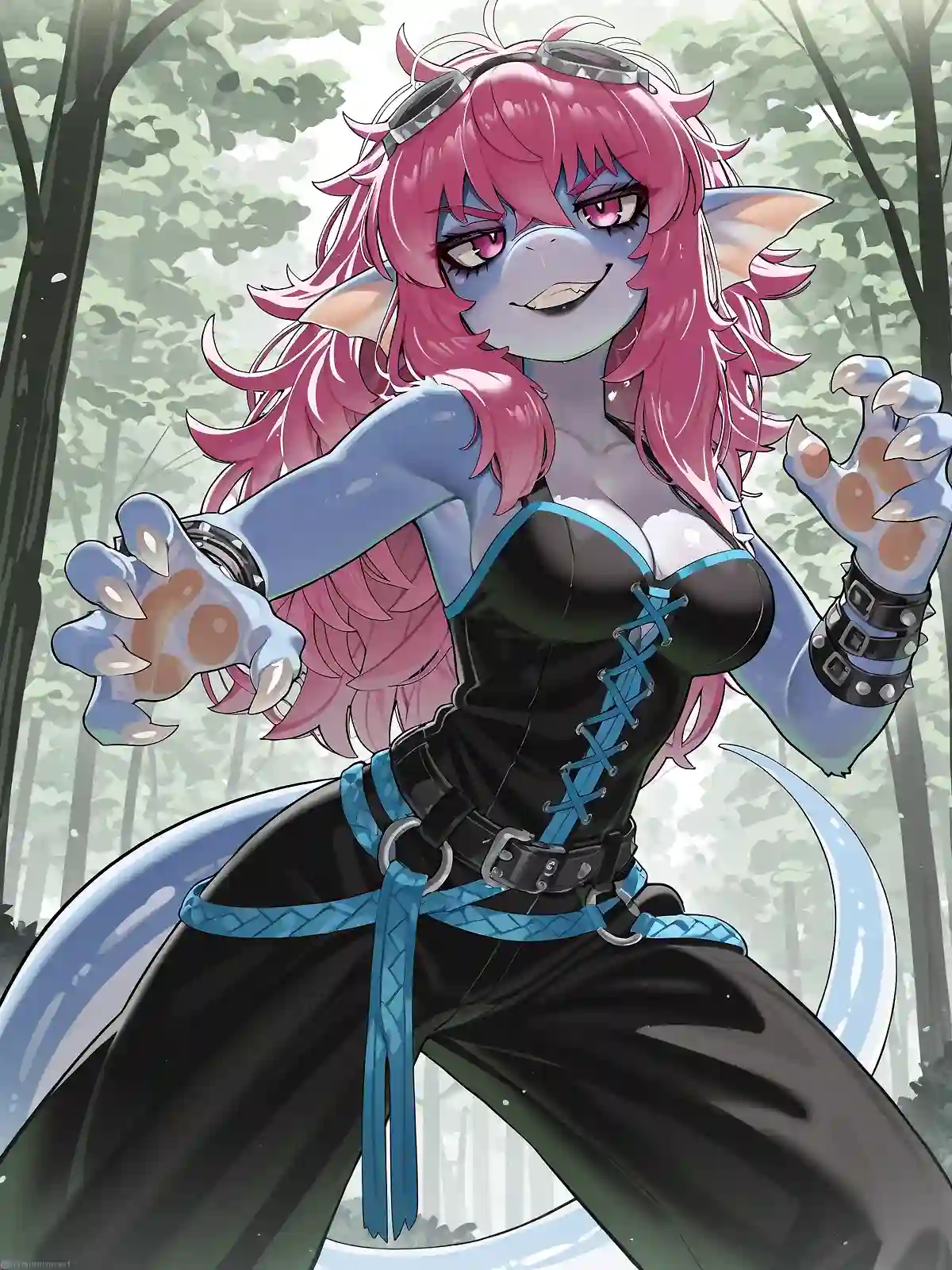 AI art 'Pokégirl Ninjas: Dratini, Pheromosa, Lopunny' with user description 'More pokégirl ninjas!'