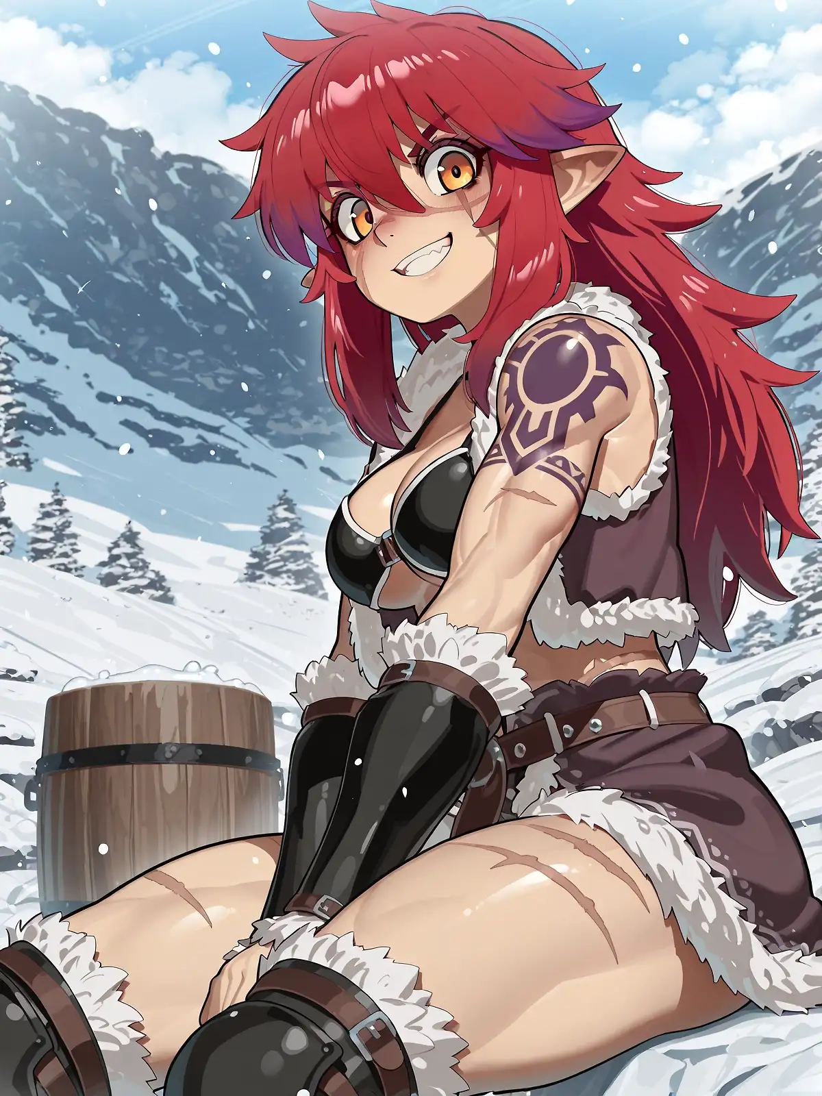 AI art 'Sexy Elf Barbarian' with user description '^_^'