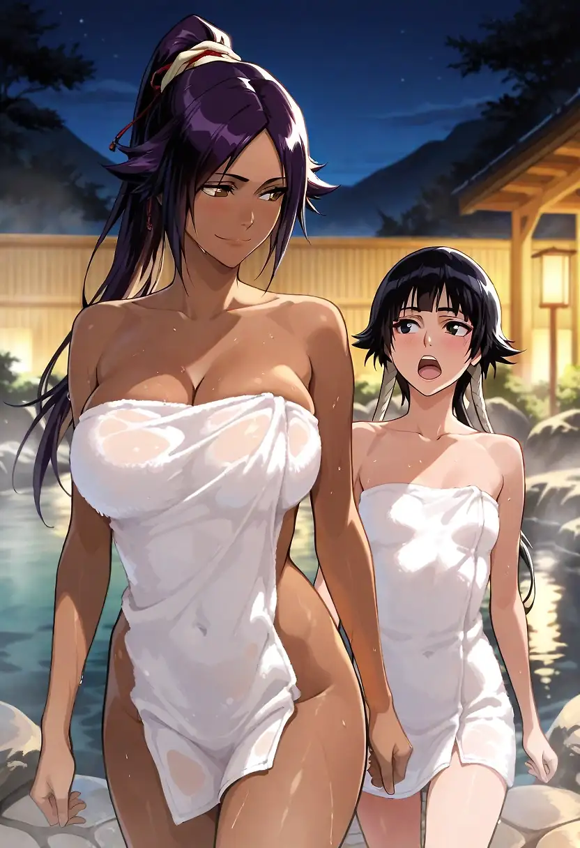 AI art 'Onsen with Yoruichi & Sui Feng'