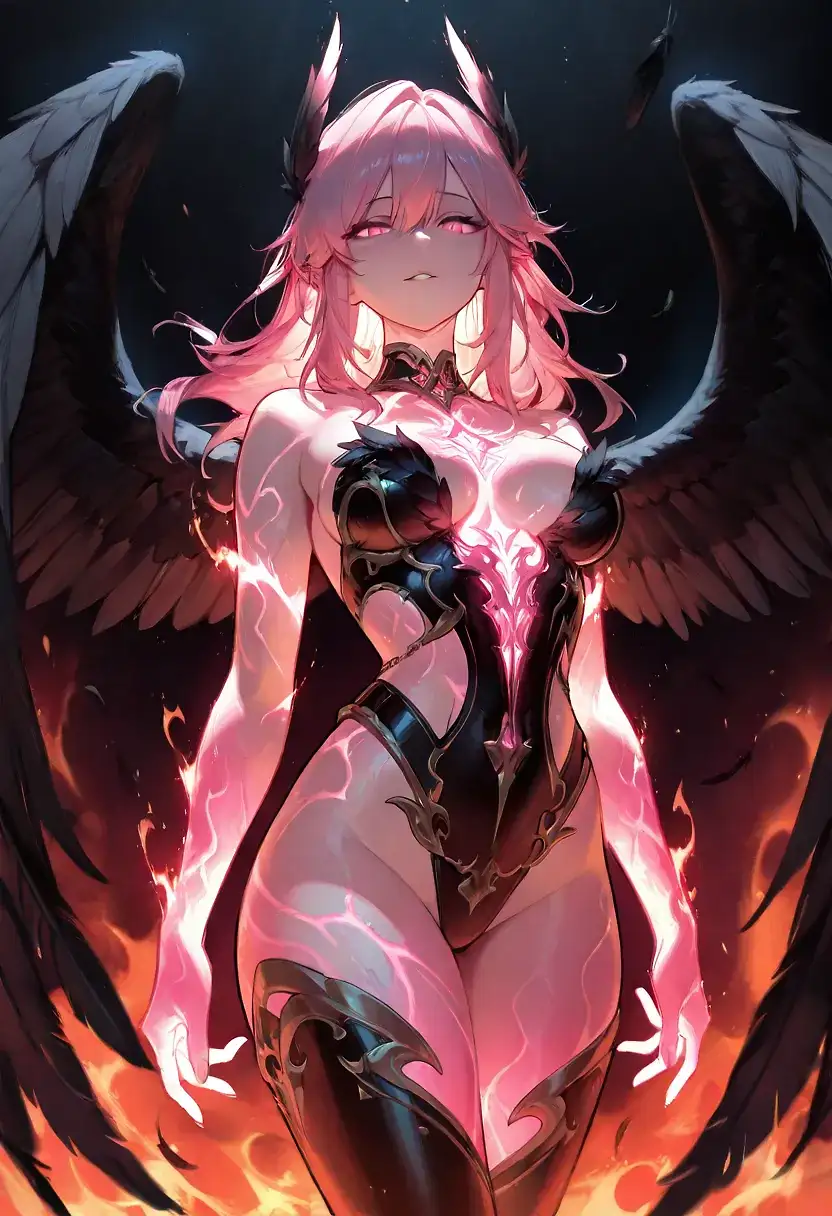 AI art 'Lystoria, the Primordial Diety of Lust' with user description 'Lystoria, long dormant, was released back into the world when Hera, jealous of her husband's affairs, sacrificed Eros and released the primordial deity. However, Lystoria cannot be tamed and would not bow to Hera's offers or demands. Instead, she spreads untapped lust across the world.'