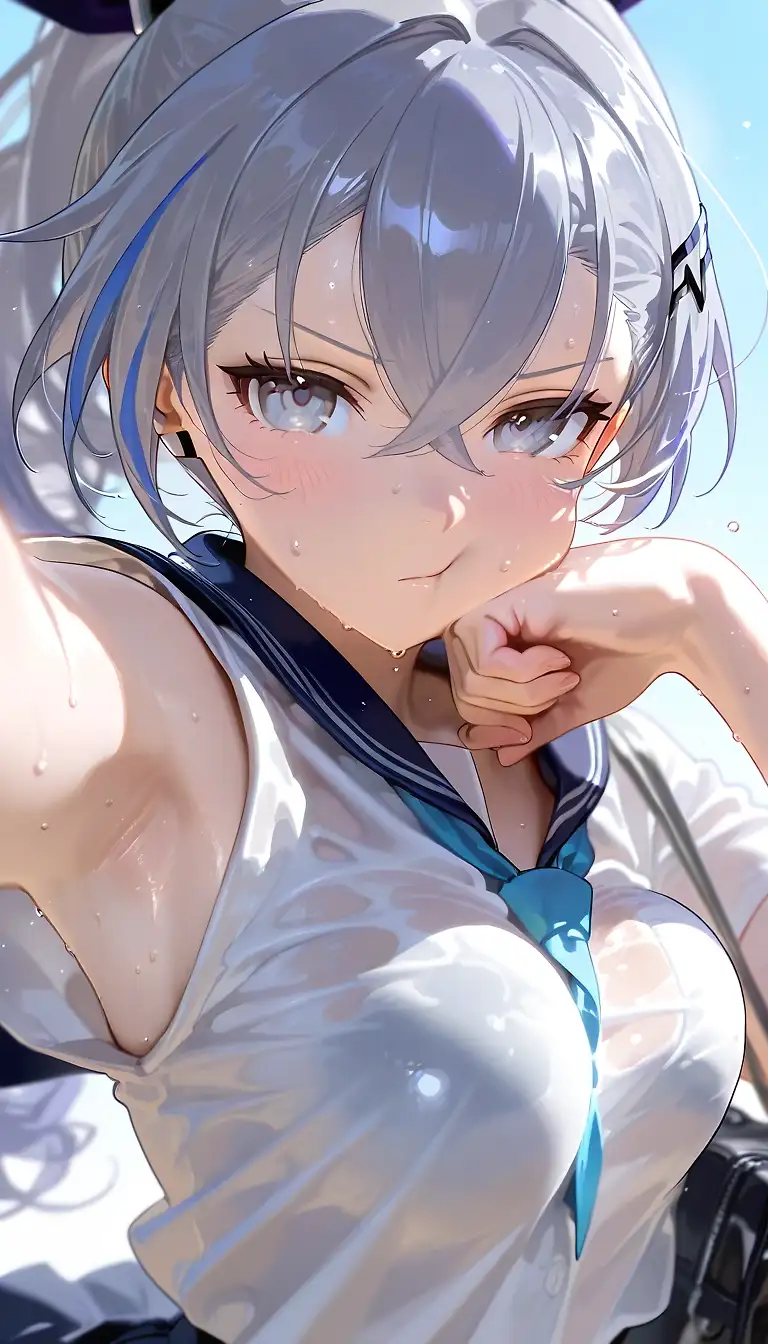 AI art 'Silver wolf JK' with user description 'Day after school...'