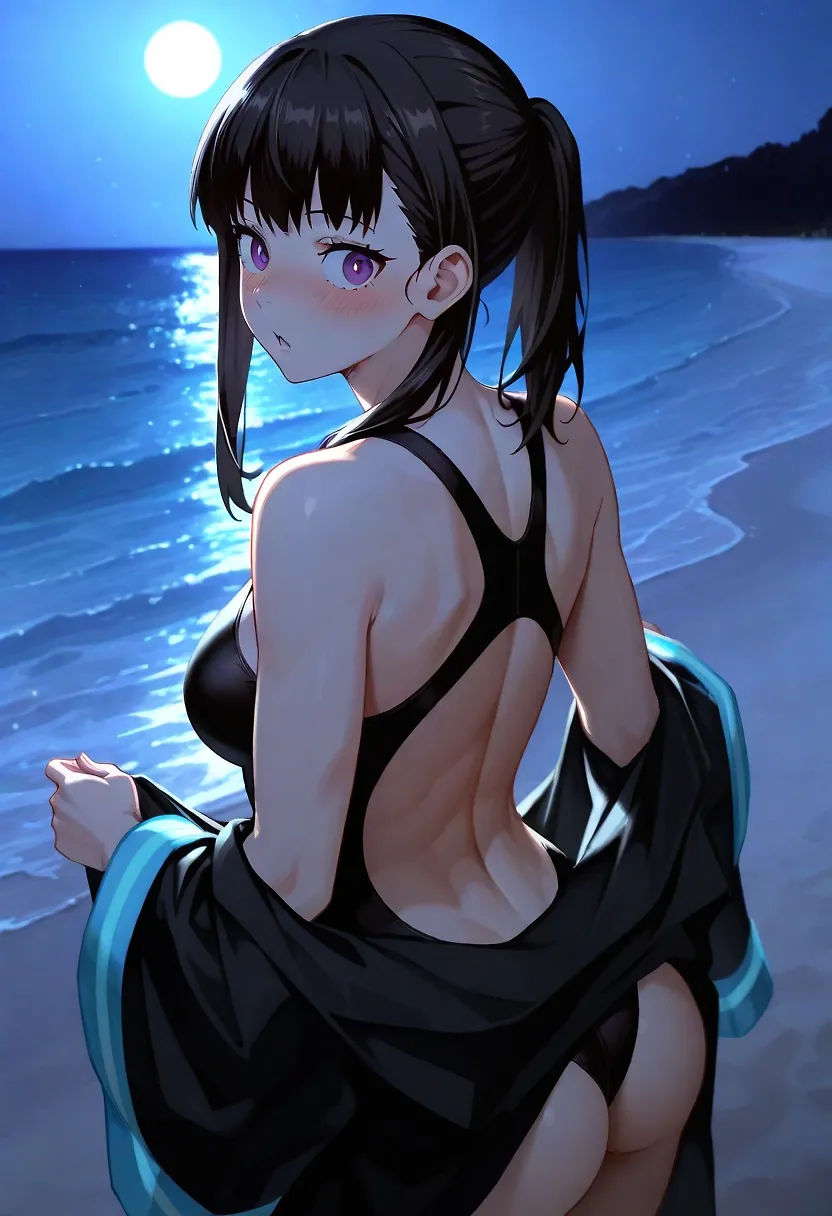 AI art "Maki at Night Beach"
