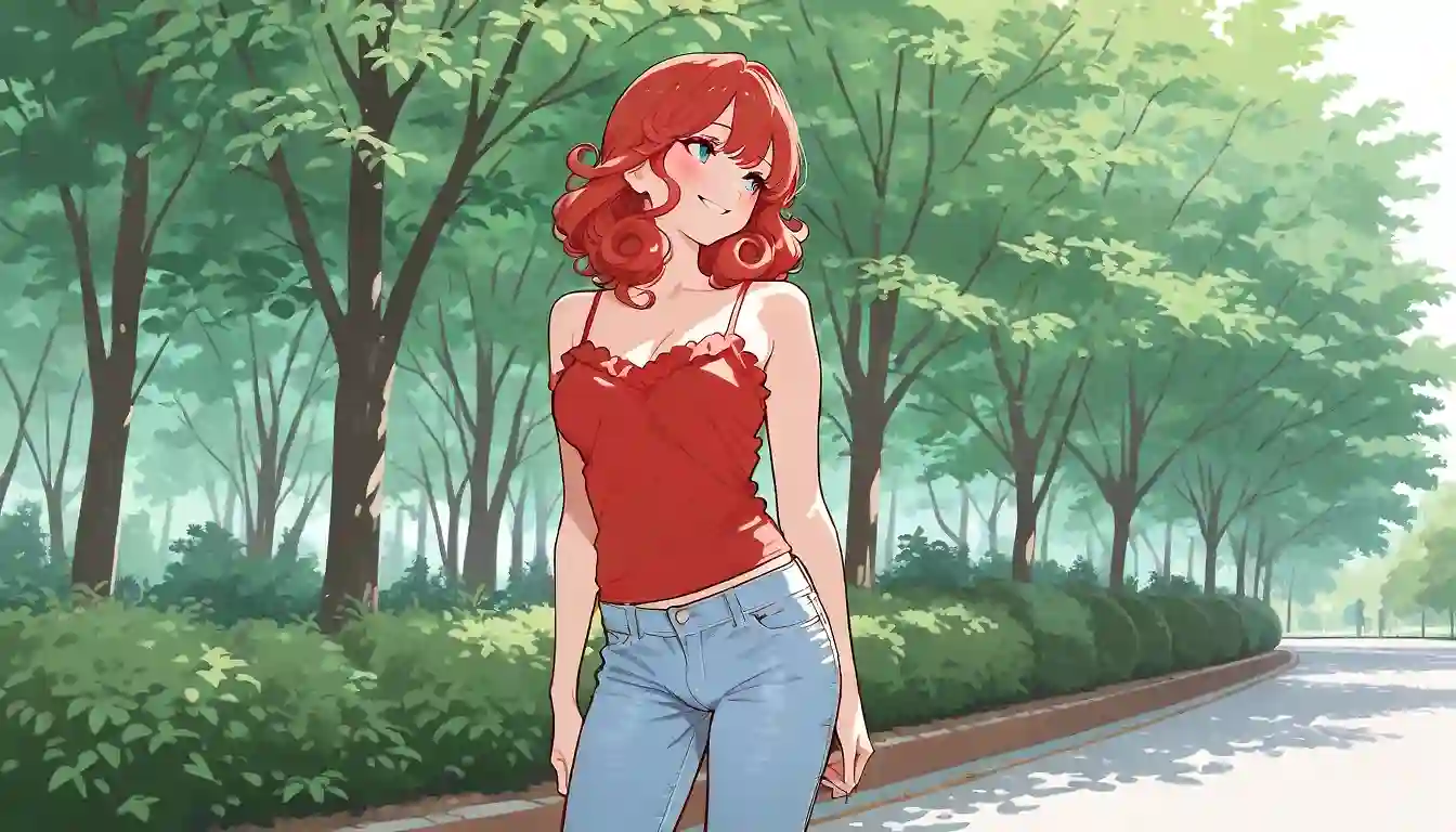 AI art 'Aria — The Girl From My Memories' with user description 'Aria is a 19-year-old university student with shoulder-length red curly hair and a quiet, captivating beauty. She dresses like most girls her age — skirts, jeans, sometimes a simple dress — but there’s always something about her that feels a little mysterious.

Open, playful, and full of subtle charm, she easily draws people in without even trying. Yet behind her smile, it sometimes feels like she’s hiding something she never fully says out loud.

This album is a collection of memories, dreams, and feelings that slowly blur together — the story of a girl who might be just a friend… or something more.

Author note:
I’m currently working on a game that features this character. Once the project is ready, I’ll update these posts with the full story and additional details.'